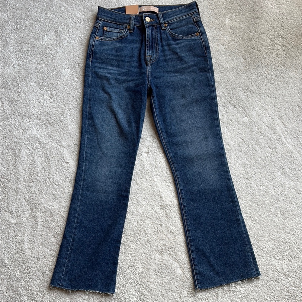 7 For All Mankind High Waist Slim Kick Blue Jeans